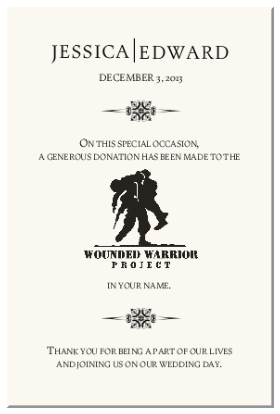 Wounded Warrior Project Wedding Donation